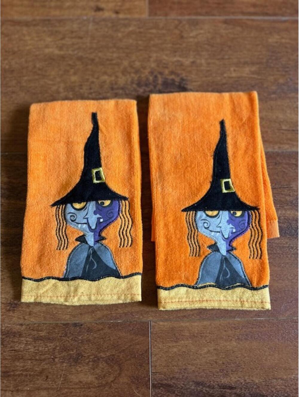 Set of 2 Halloween Witch Themed Kitchen Towels